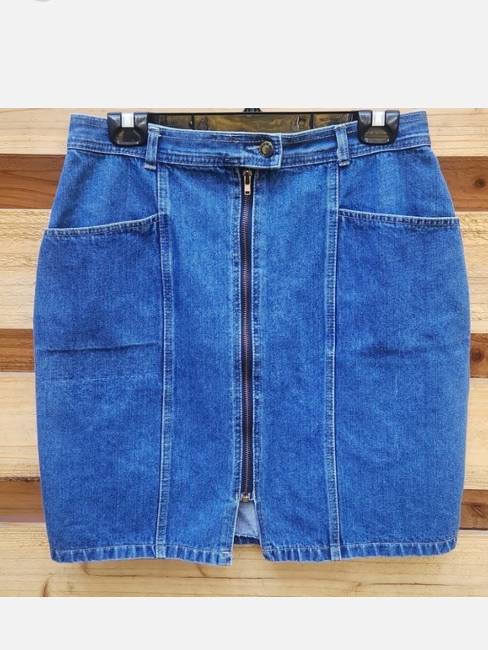 Roberto Orsini Front Zip Blie Denim Mini Skirt M